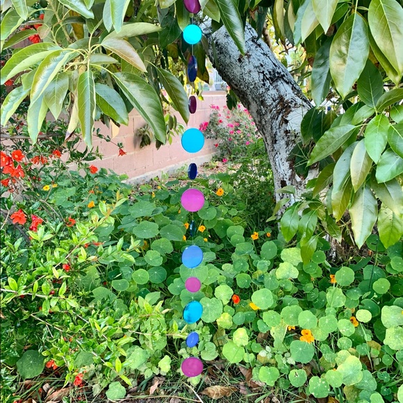 Long 38” Blue Purple Round Glass Mirror Door Hanging Garland Strand Window Decor - Picture 8 of 9